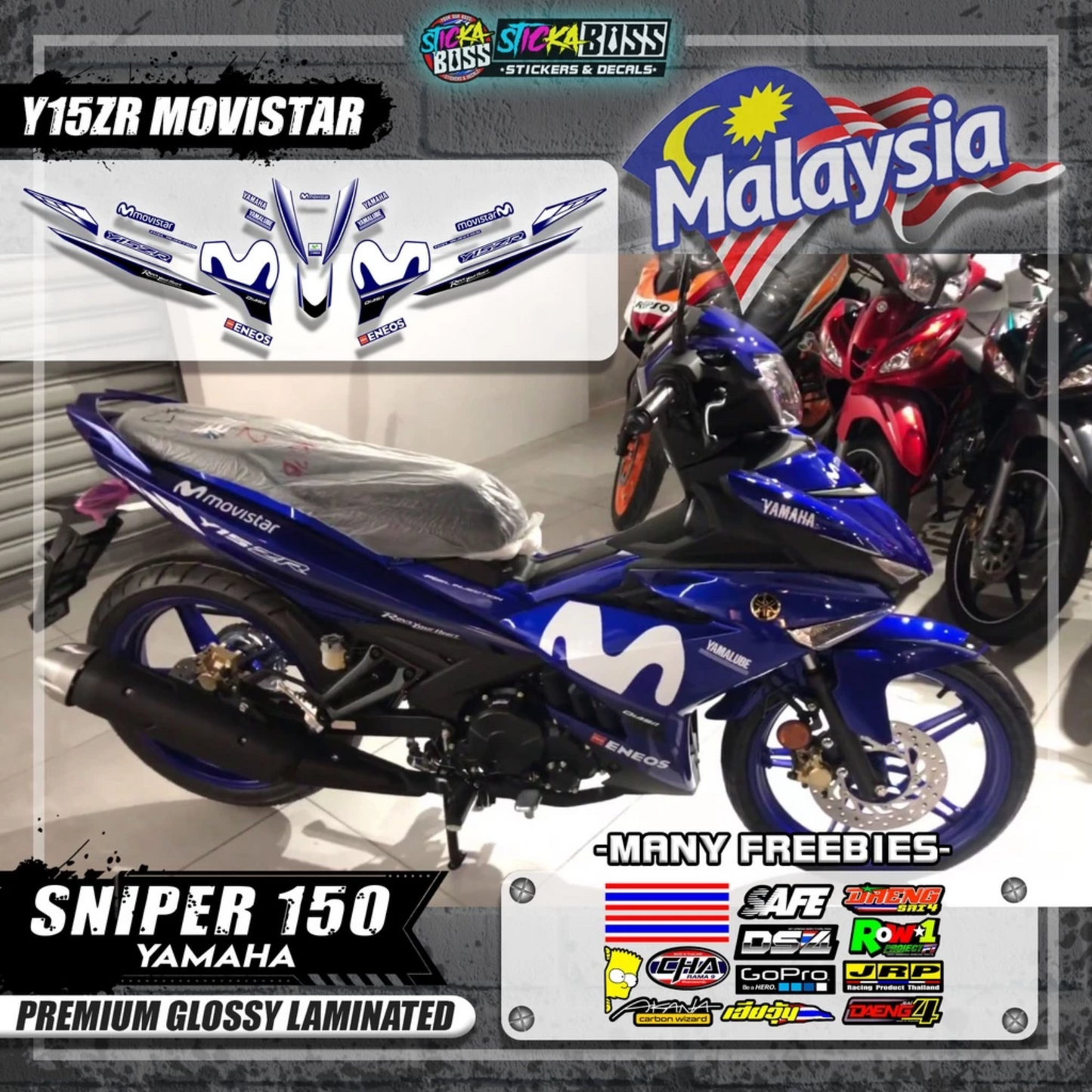 Sniper 150 Malaysian Decals ( Y15ZR MOVISTAR )【WITH FREEBIES】Malaysia Concept