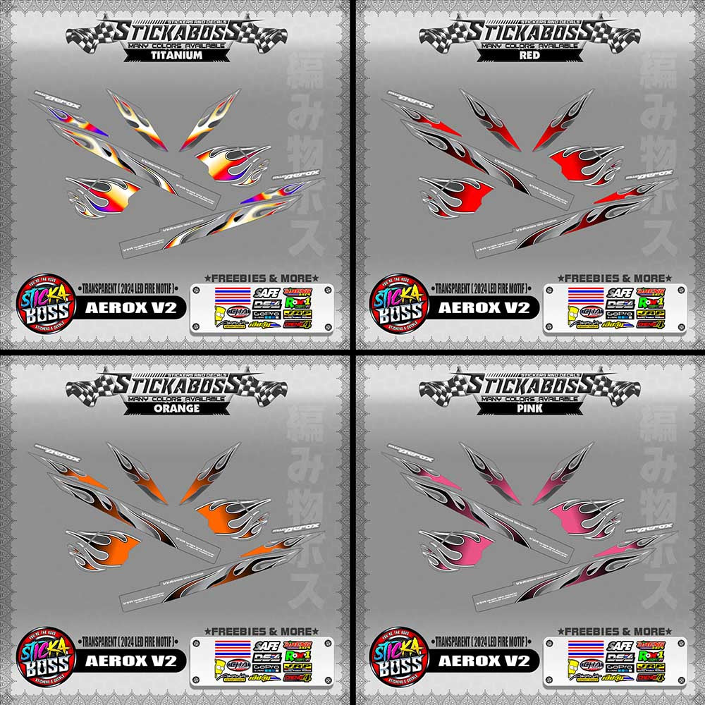 [ PREMIUM UV PRINT ] TRANSPARENT AEROX V2 DECALS ( 2024 LED FIRE MOTIF )【WITH FREEBIES】