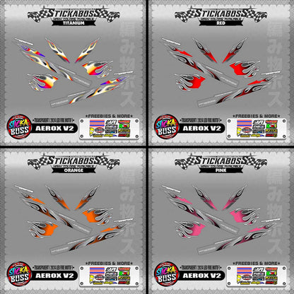 [ PREMIUM UV PRINT ] TRANSPARENT AEROX V2 DECALS ( 2024 LED FIRE MOTIF )【WITH FREEBIES】