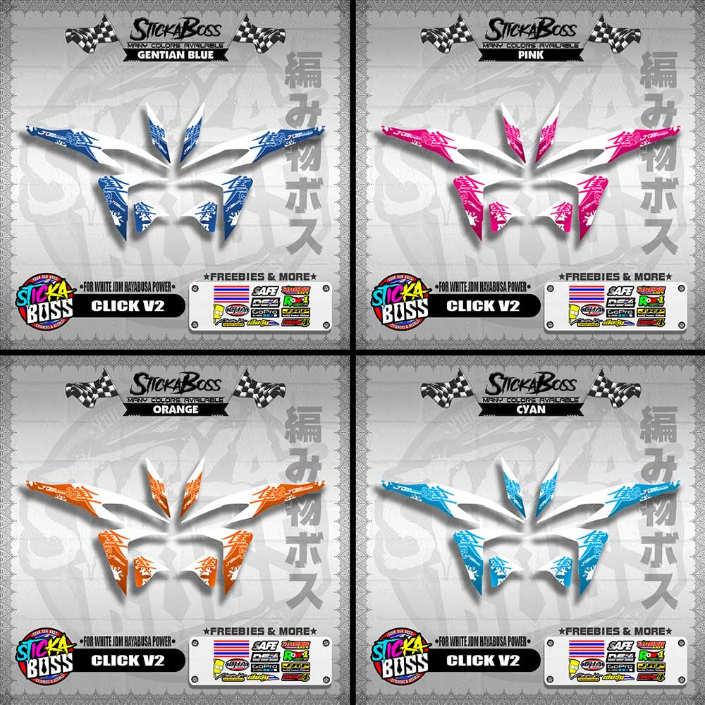 CLICK V2 DECALS ( FOR WHITE JDM HAYABUSA POWER ) [ PREMIUM GLOSSY LAMINATED ]【WITH FREEBIES】