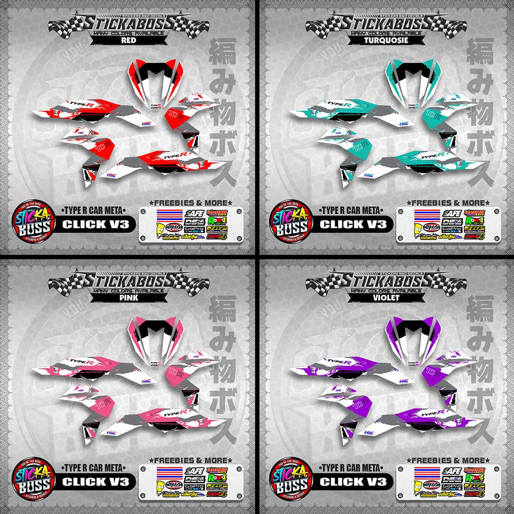CLICK V3 AUTO CONCEPT STICKER DECALS ( TYPE R CAR META )【WITH FREEBIES】