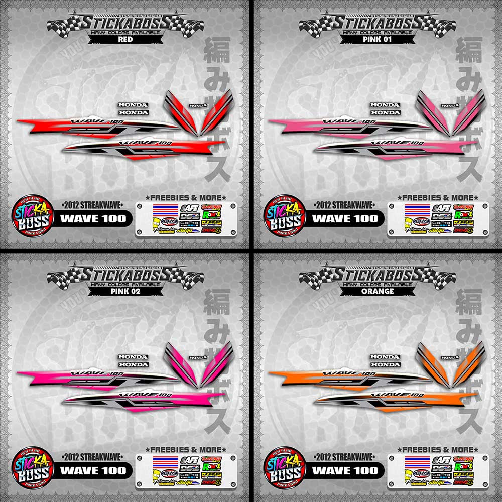 WAVE 100  STICKER DECALS ( 2012 STREAKWAVE ) 【WITH FREEBIES】