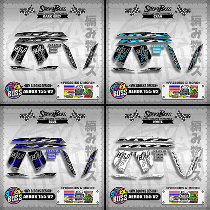 AEROX 155 V2 DECALS ( NVX BLOCKS DESIGN )【WITH FREEBIES】