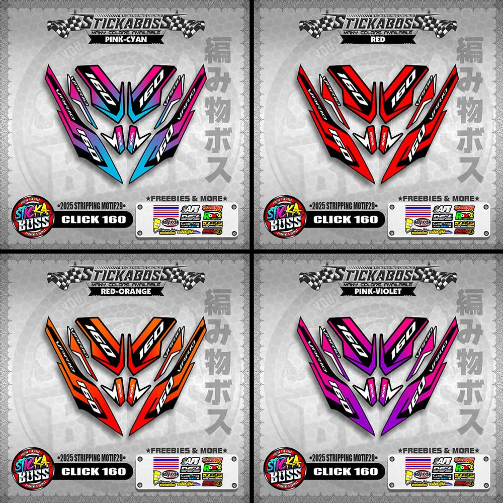 CLICK 160 STICKER DECALS ( 2025 STRIPPING MOTIF29 )【WITH FREEBIES】