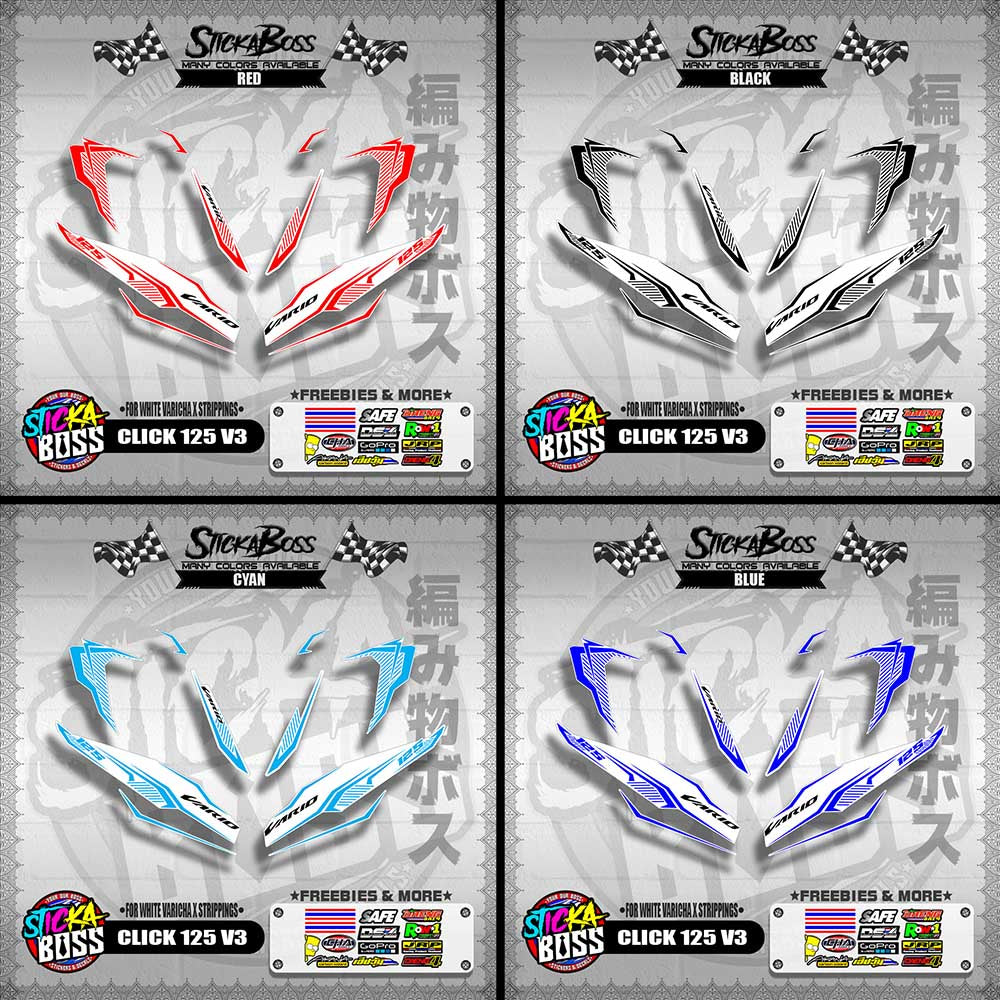 CLICK 125 V3 DECALS ( FOR WHITE VARICHA X STRIPPINGS )【WITH FREEBIES】