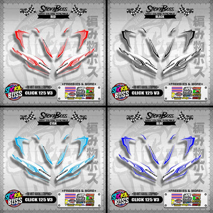 CLICK 125 V3 DECALS ( FOR WHITE VARICHA X STRIPPINGS )【WITH FREEBIES】
