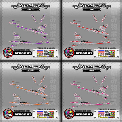 【PREMIUM UV PRINT】TRANSPARENT AEROX 155 V1 (  SAKURA INSPIRED )【WITH FREEBIES】