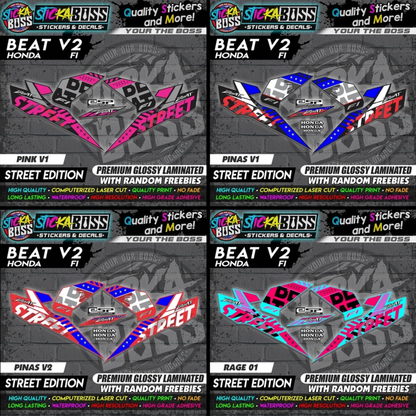 Honda Beat Fi V2 Stock Decals (Street Edition)【PREMIUM GLOSSY LAMINATED】