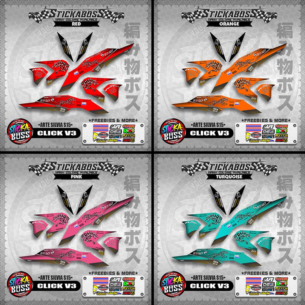 CLICK V3 STICKER DECALS ( ARTE SILVIA S15 )【WITH FREEBIES】