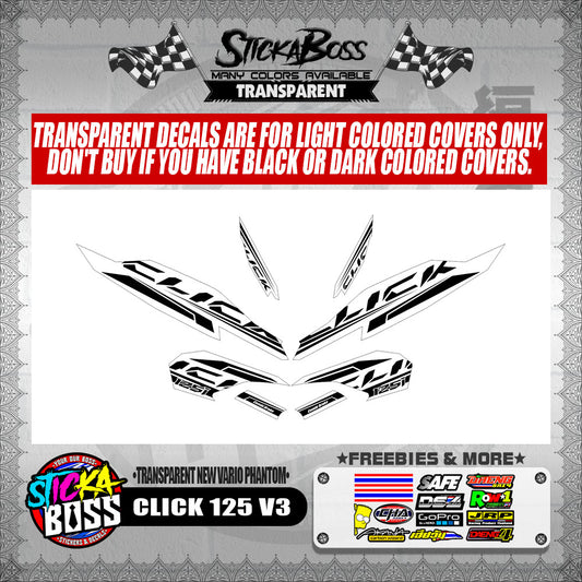 CLICK 125 V3 DECALS ( TRANSPARENT 00041-V3 VARIO STRIPPING ) 【WITH FREEBIES】 (Copy)