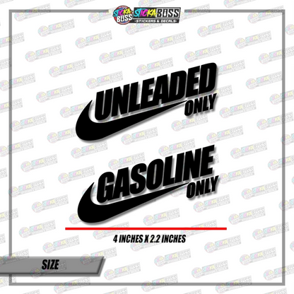 UNLEADED AND GASOLINE  ( VINYL CUT-OUT STICKER DECALS )【Stickaboss】