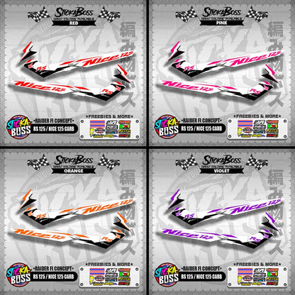 RS 125 / NICE 125 CARB DECALS ( RAIDER FI CONCEPT )【WITH FREEBIES】