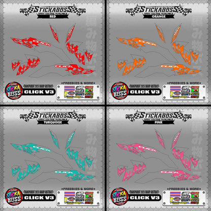 【PREMIUM UV PRINT】TRANSPARENT CLICK V3 INDO STICKER DECALS (2025 SHARP ABSTRACT )【WITH FREEBIES】