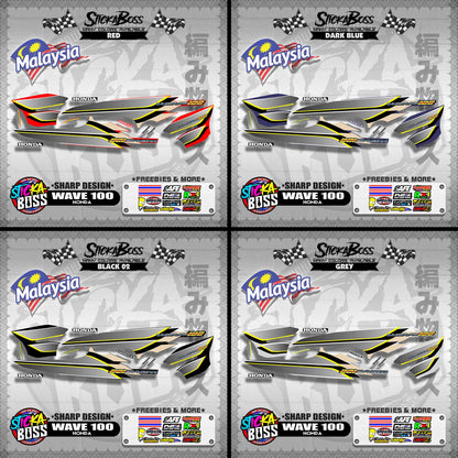 HONDA WAVE 100 MALAYSIAN DECALS ( SHARP DESIGN )【WITH FREEBIES】