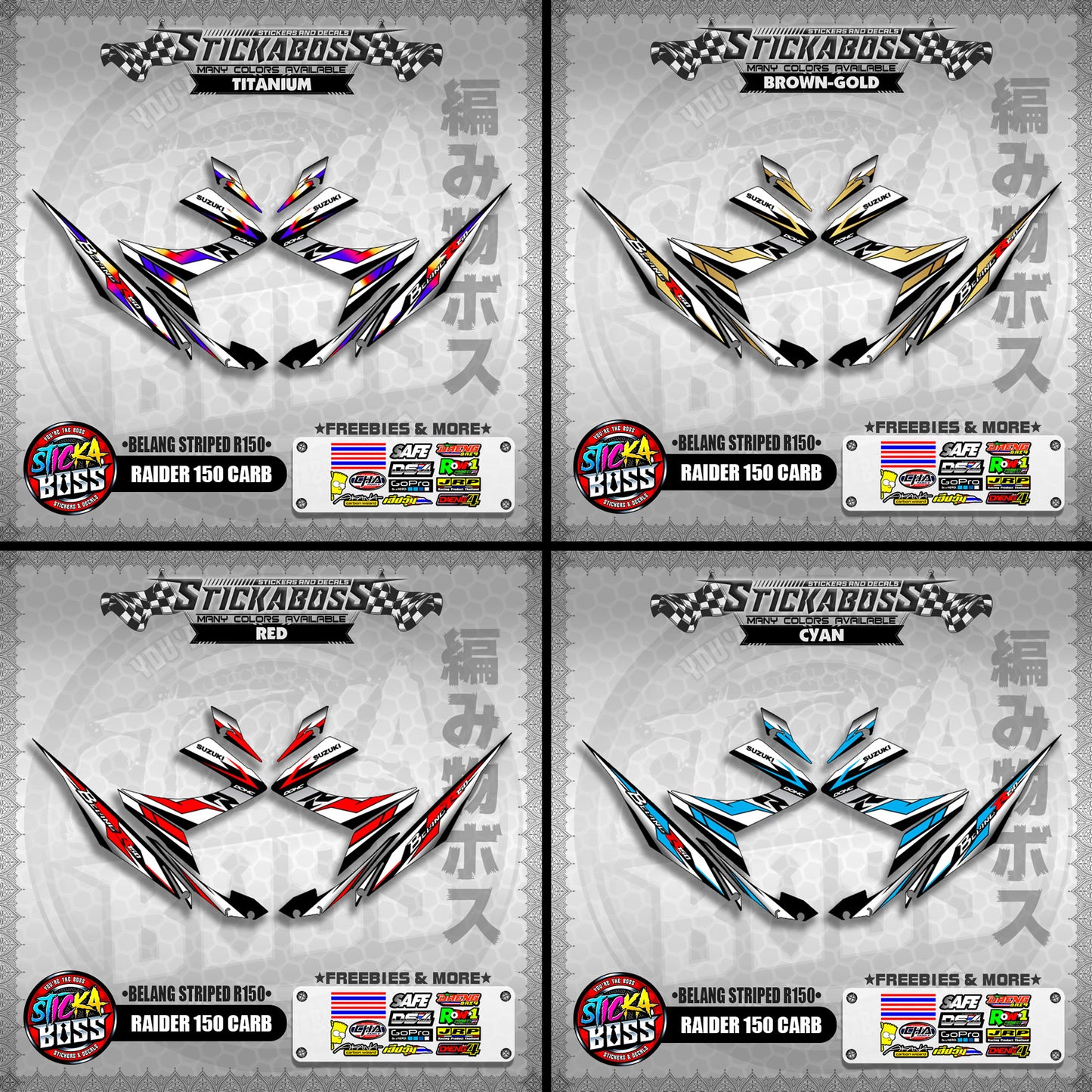 RAIDER 150 CARB STICKER DECALS ( BELANG STRIPED R150 )【WITH FREEBIES】