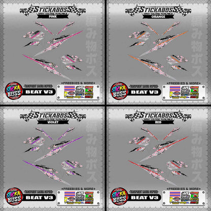 【PREMIUM UV PRINT】TRANSPARENT BEAT FI V3 STICKER DECALS ( SAKURA INSPIRED )【WITH FREEBIES】