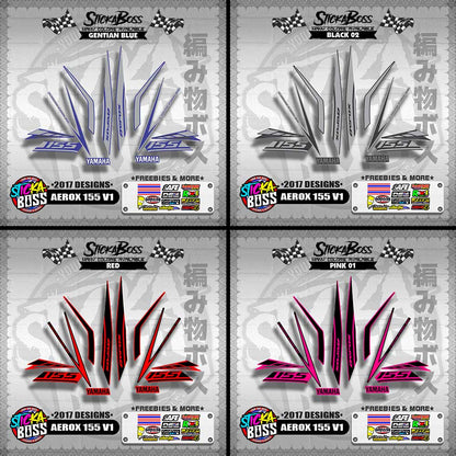 AEROX 155 V1 STOCK DECALS ( 2017 DESIGNS ) 【WITH FREEBIES】