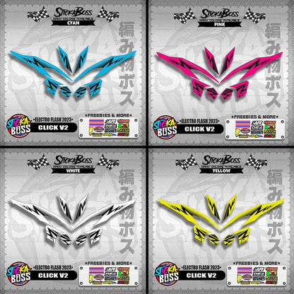 CLICK V2 DECALS ( ELECTRO FLASH 2023 ) [ PREMIUM GLOSSY LAMINATED ]【WITH FREEBIES】