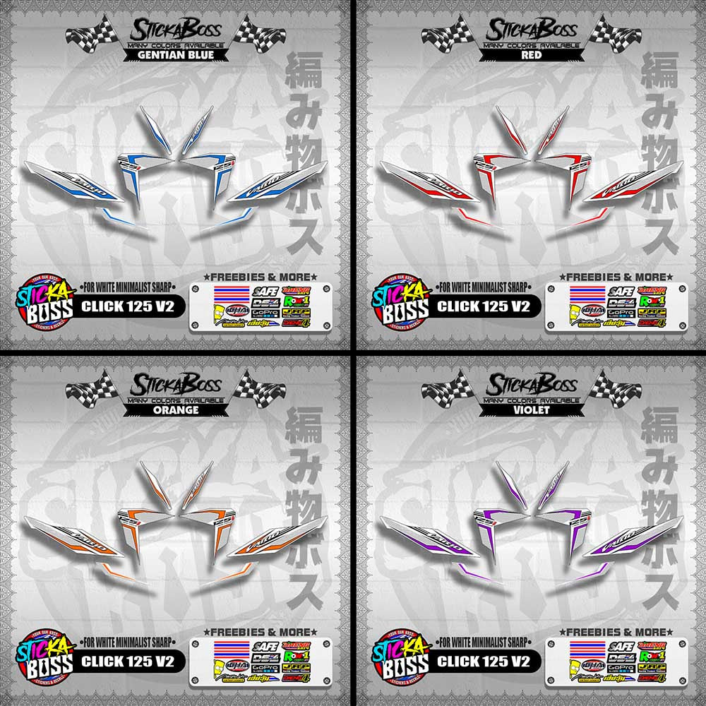 CLICK 125 V2 DECALS ( FOR WHITE MINIMALIST SHARP )【WITH FREEBIES】
