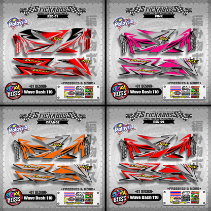 Honda Wave Dash 110 Malaysian Decals ( 01 Design ) Malaysia Concept【WITH FREEBIES】