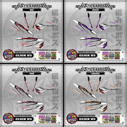 【PREMIUM UV PRINT】TRANSPARENT CLICK 125 V3 DECALS ( 00041-V3 VARIO STRIPPING )【WITH FREEBIES】