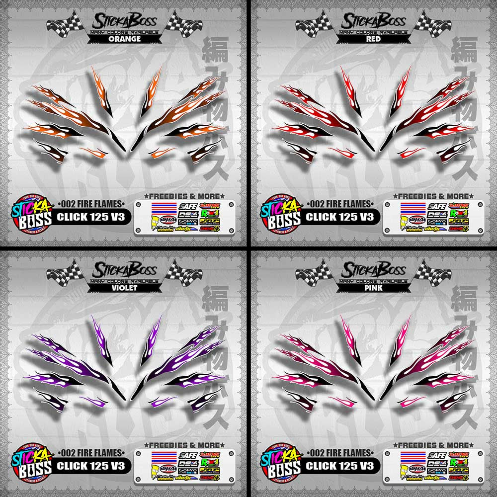 CLICK 125 V3 DECALS ( 002 FIRE FLAMES )【WITH FREEBIES】