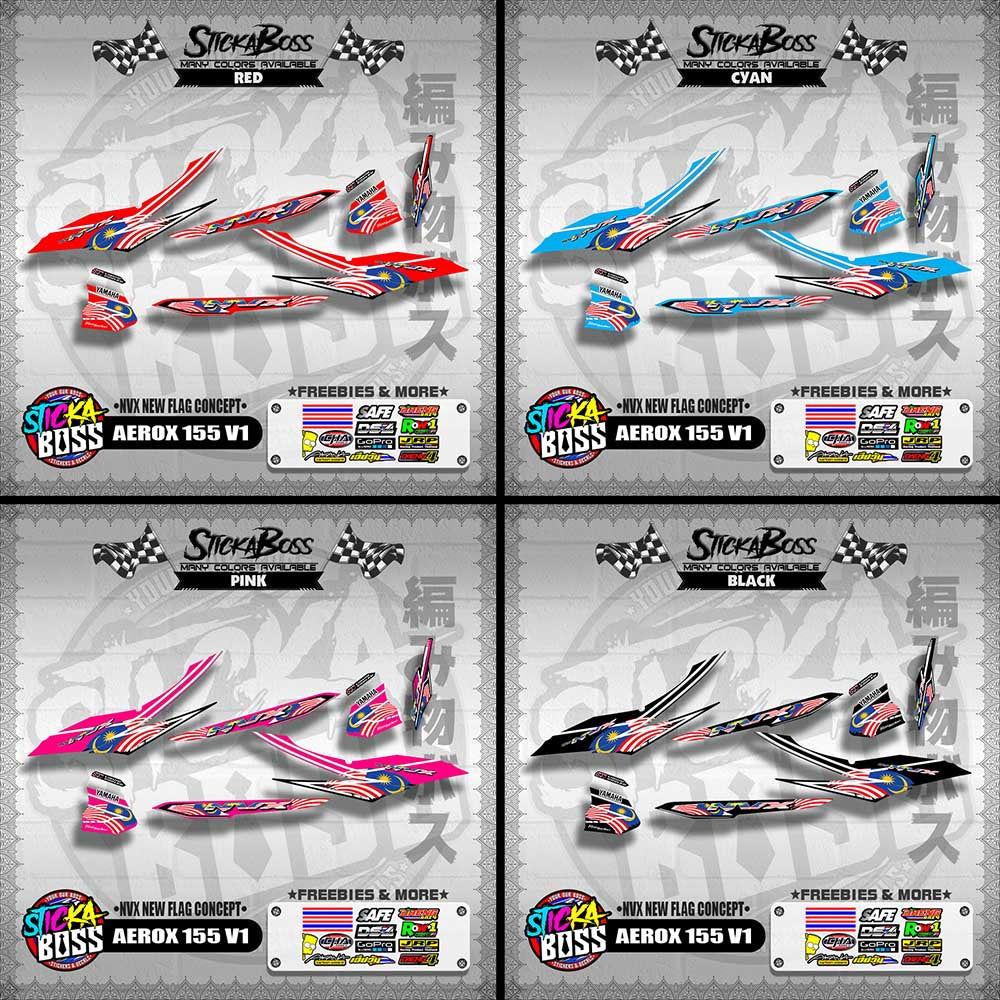 AEROX 155 V1 MALAYSIAN DECALS ( NVX NEW FLAG CONCEPT )【WITH FREEBIES】