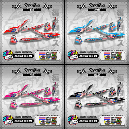 AEROX 155 V1 MALAYSIAN DECALS ( NVX NEW FLAG CONCEPT )【WITH FREEBIES】