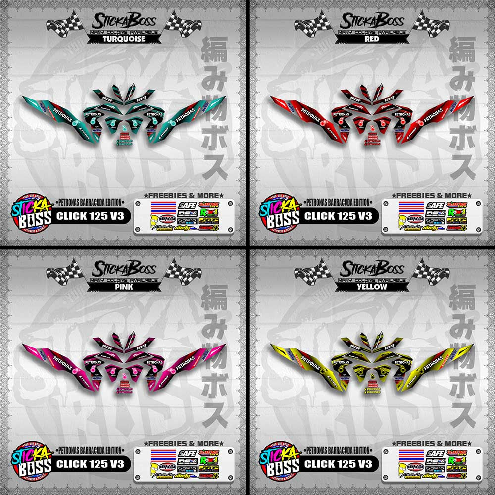 CLICK 125 V3 DECALS ( PETRONAS BARRACUDA EDITION )【WITH FREEBIES】