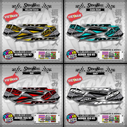 AEROX 155 V2 VIETNAM DECALS ( NEW 2023 DESIGN )【WITH FREEBIES】