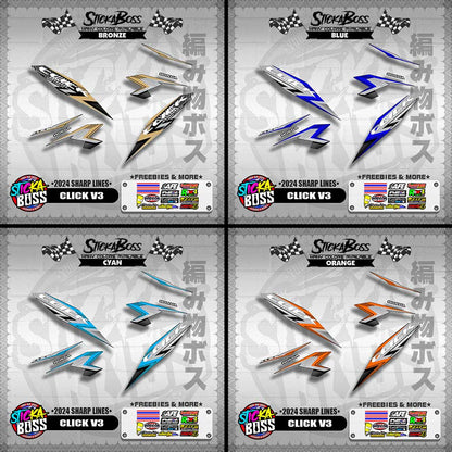 CLICK V3 DECALS ( 2024 SHARP LINES )【WITH FREEBIES】