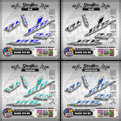 CLICK 125 V3 DECALS ( FOR WHITE NEW VARIO VRD15 ) [ PREMIUM GLOSSY LAMINATED ]【WITH FREEBIES】