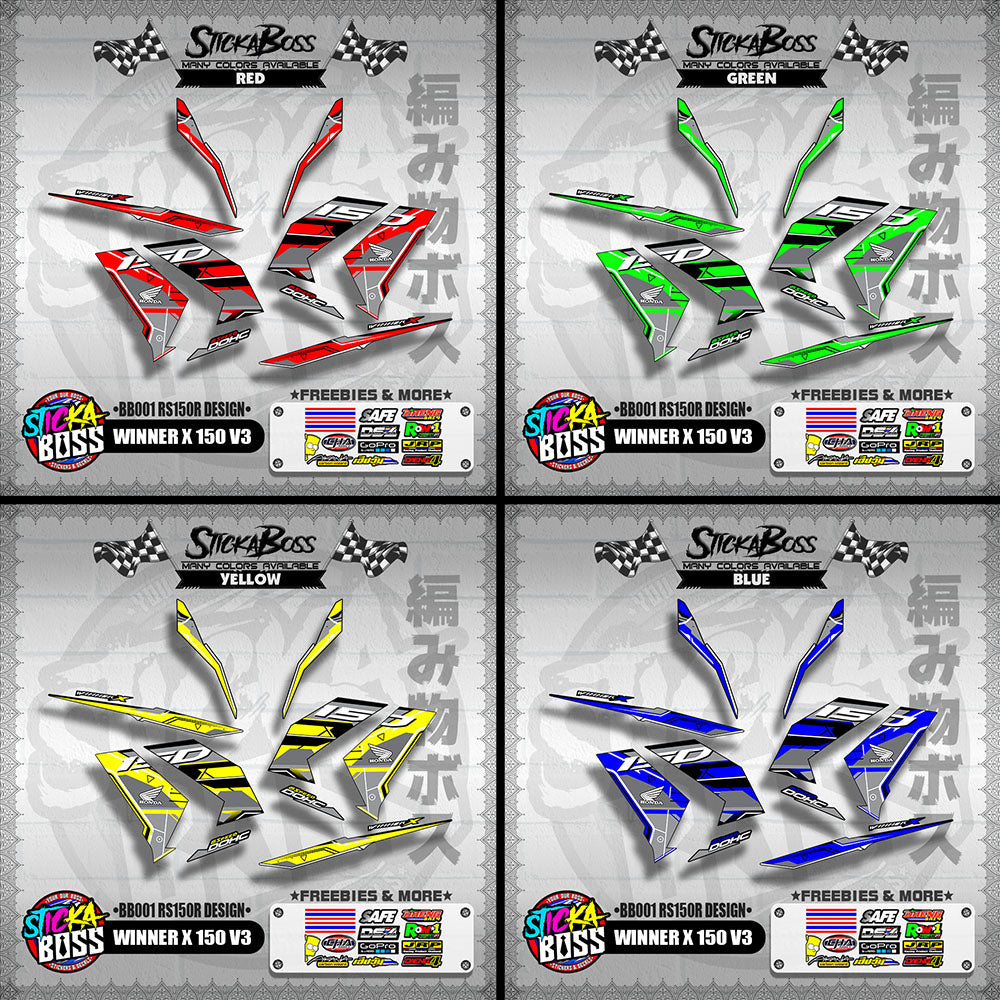 WINNER X 150 V3 DECALS ( BB001 RS150R DESIGN )【WITH FREEBIES】
