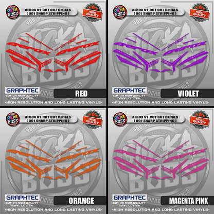 AEROX V1 CUT OUT DECALS ( 001 SHARP STRIPPING ) | VINYL WATERPROOF CUT-OUT STICKER DECALS