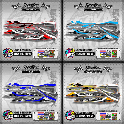 CLICK 125 / 150 V3 STOCK DECALS ( 003 DESIGNS )【WITH FREEBIES】