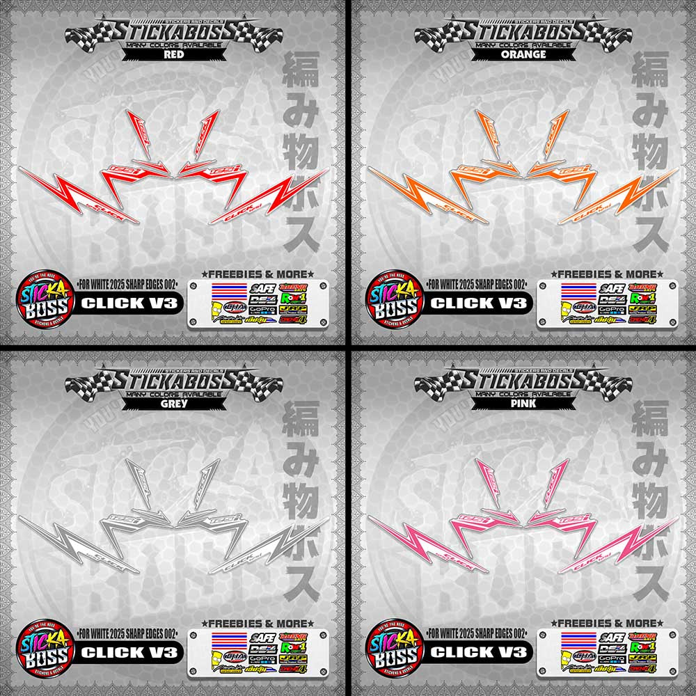 CLICK V3 INDO STICKER DECALS ( FOR WHITE 2025 SHARP EDGES 002 )【WITH FREEBIES】