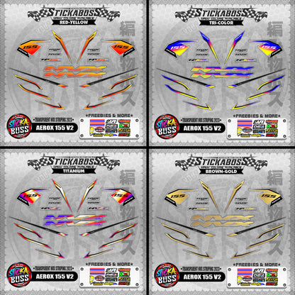 【PREMIUM UV PRINT】TRANSPARENT AEROX 155 V2 DECALS ( NVX STRIPING 2023 )【WITH FREEBIES】