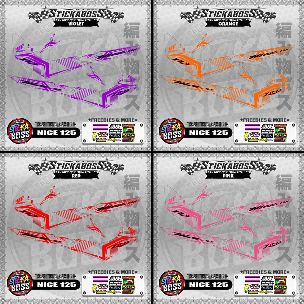 【PREMIUM UV PRINT】TRANSPARENT NICE 125 STICKER DECALS ( MALAYSIAN SPLASH DESIGN )【WITH FREEBIES】