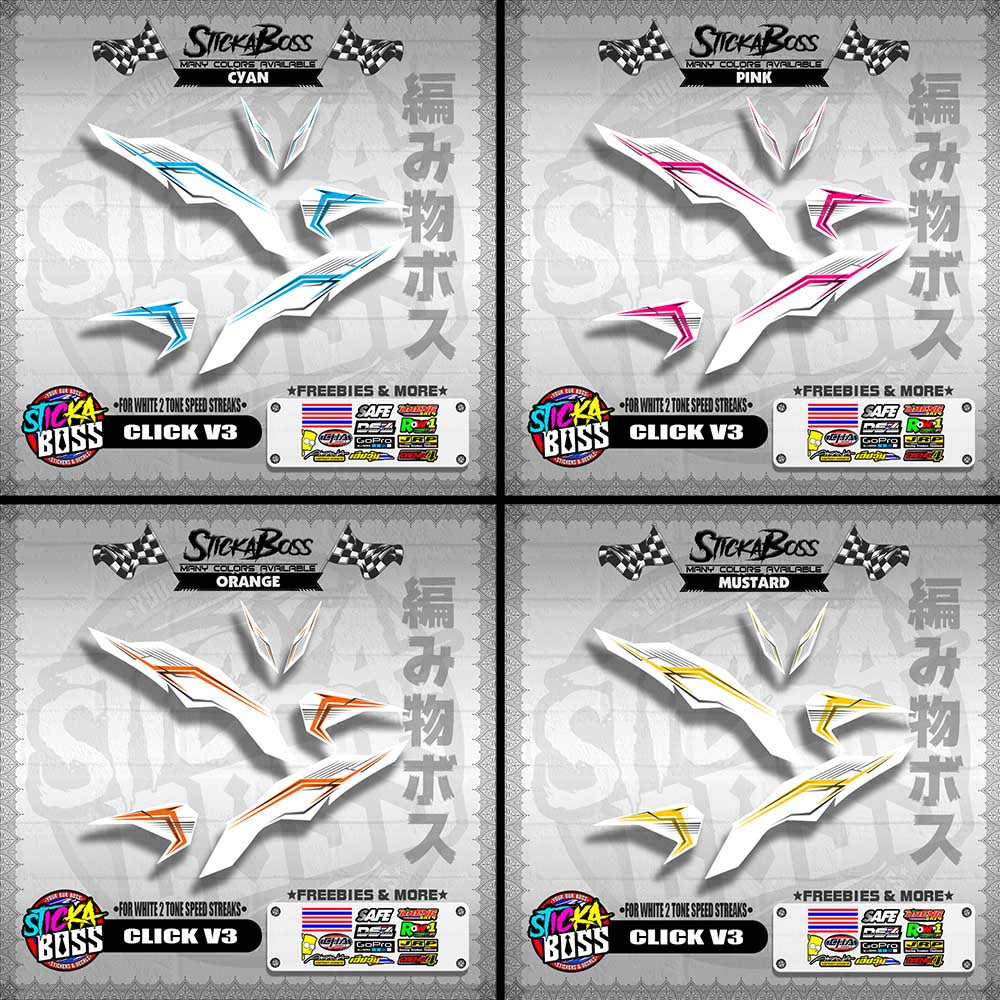 CLICK V3 DECALS ( FOR WHITE 2 TONE SPEED STREAKS )【WITH FREEBIES】