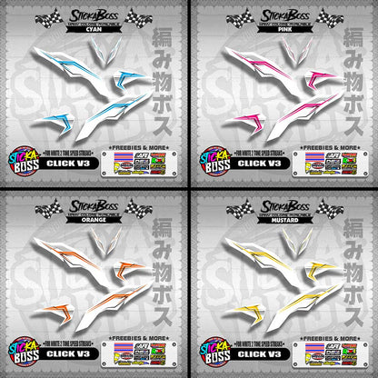 CLICK V3 DECALS ( FOR WHITE 2 TONE SPEED STREAKS )【WITH FREEBIES】