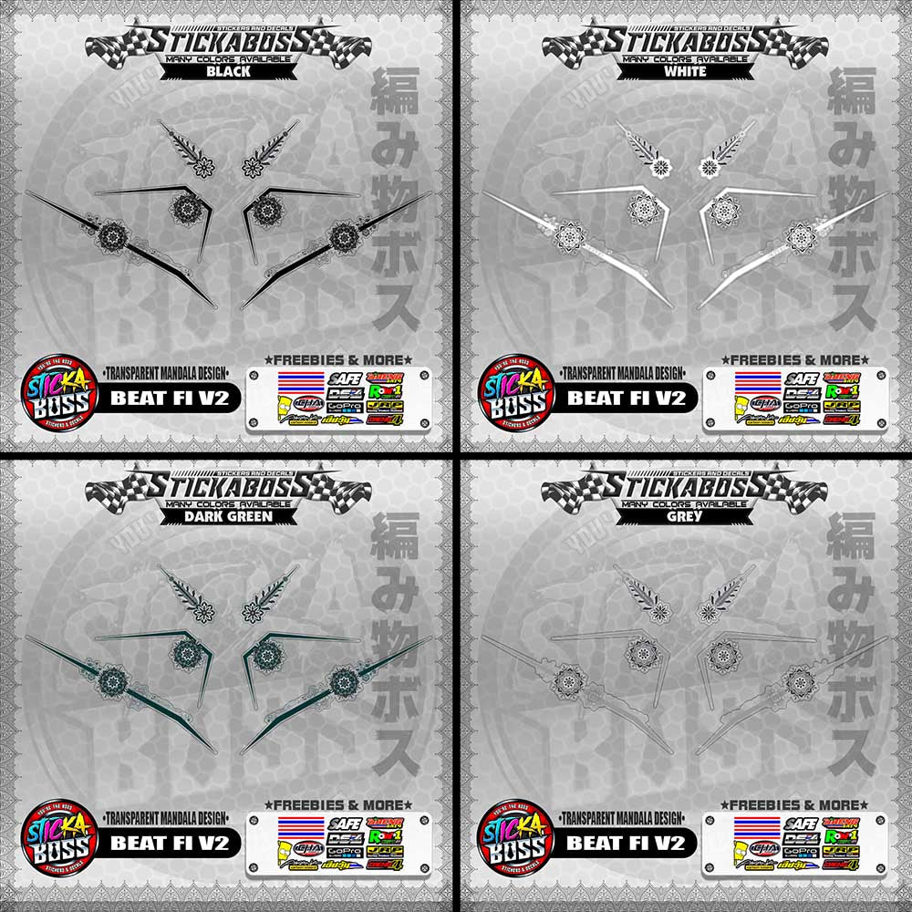【PREMIUM UV PRINT】TRANSPARENT BEAT FI V2 STICKER DECALS ( MANDALA DESIGN )【WITH FREEBIES】