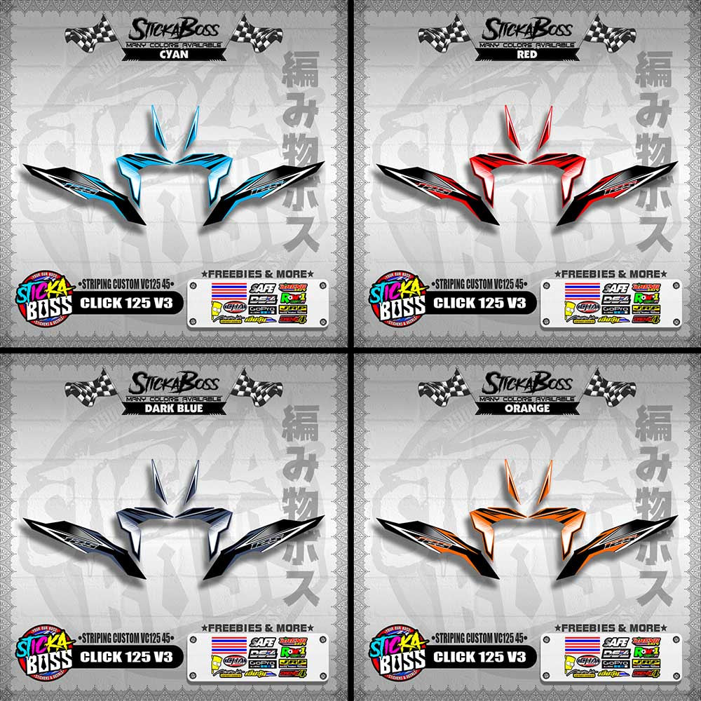 CLICK 125 V3 DECALS ( STRIPING CUSTOM VC125 45 )【WITH FREEBIES】