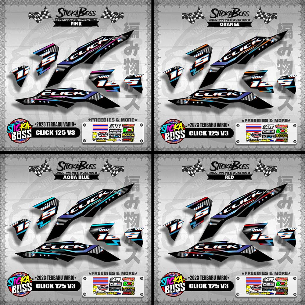 CLICK 125 V3 DECALS ( 2023 TERBARU VARIO ) [ PREMIUM GLOSSY LAMINATED ]【WITH FREEBIES】