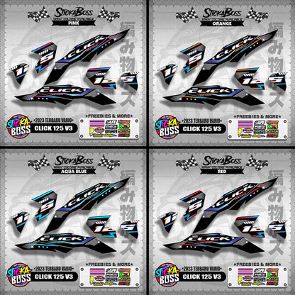 CLICK 125 V3 DECALS ( 2023 TERBARU VARIO ) [ PREMIUM GLOSSY LAMINATED ]【WITH FREEBIES】