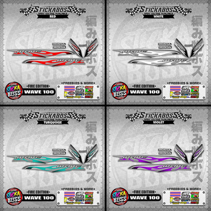 WAVE 100 STICKER DECALS ( FIRE EDITION )【WITH FREEBIES】