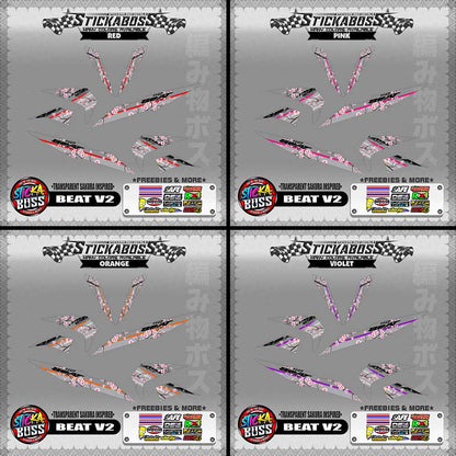 【PREMIUM UV PRINT】TRANSPARENT BEAT FI V2 STICKER DECALS ( SAKURA INSPIRED )【WITH FREEBIES】