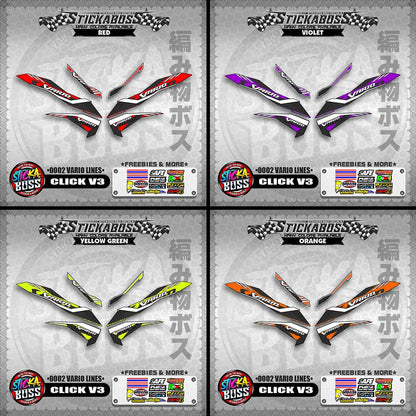 CLICK V3 STICKER DECALS ( 0002 VARIO LINES )【WITH FREEBIES】