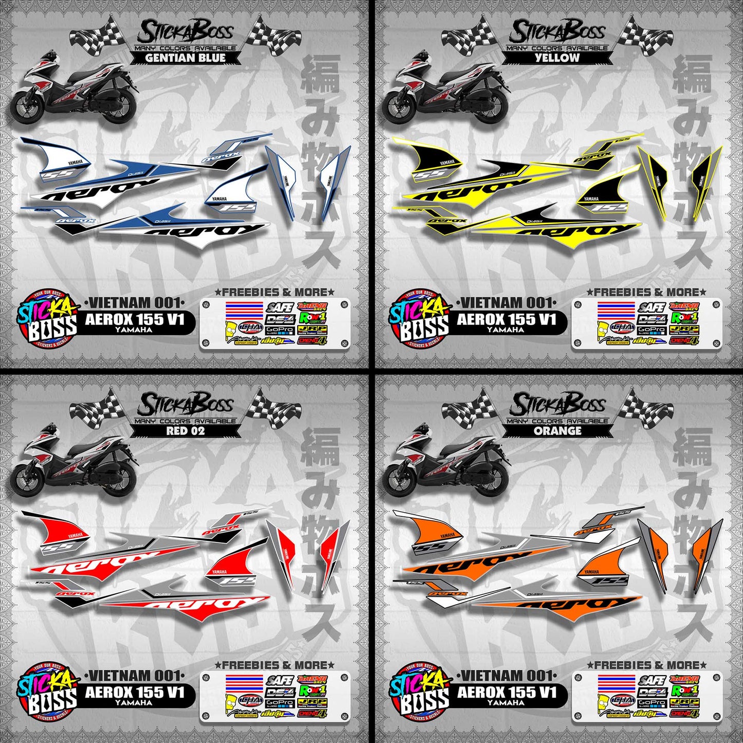 AEROX 155 V1 DECALS ( VIETNAM 001 )【WITH FREEBIES】