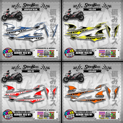 AEROX 155 V1 DECALS ( VIETNAM 001 )【WITH FREEBIES】