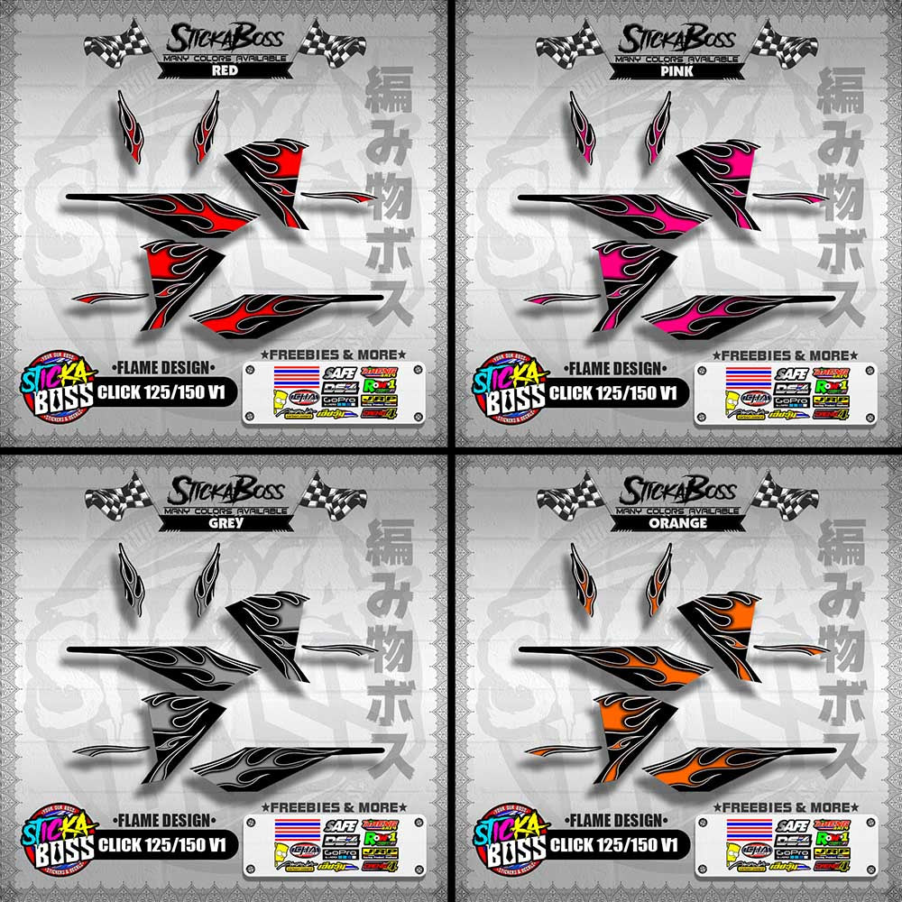 CLICK 125 / 150 V1 DECALS ( FLAME DESIGN )【WITH FREEBIES】